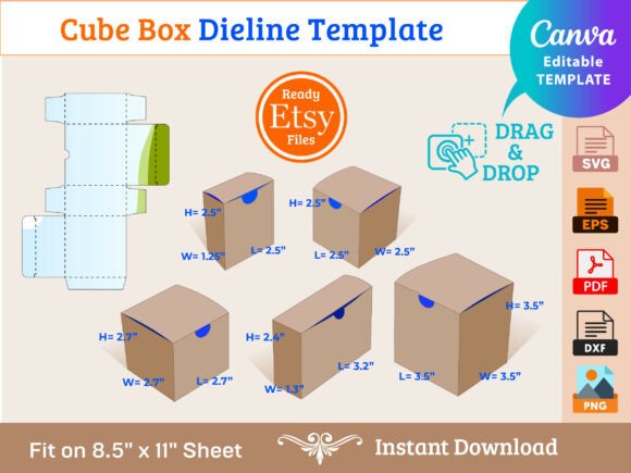Download Cube Box Dieline Template - Premium Resources